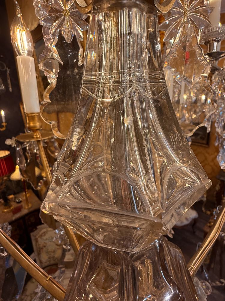 French 18th Century Stem-Shaped Gilt Bronze and Cut Crystal Chandelier Circa 1760-1770
