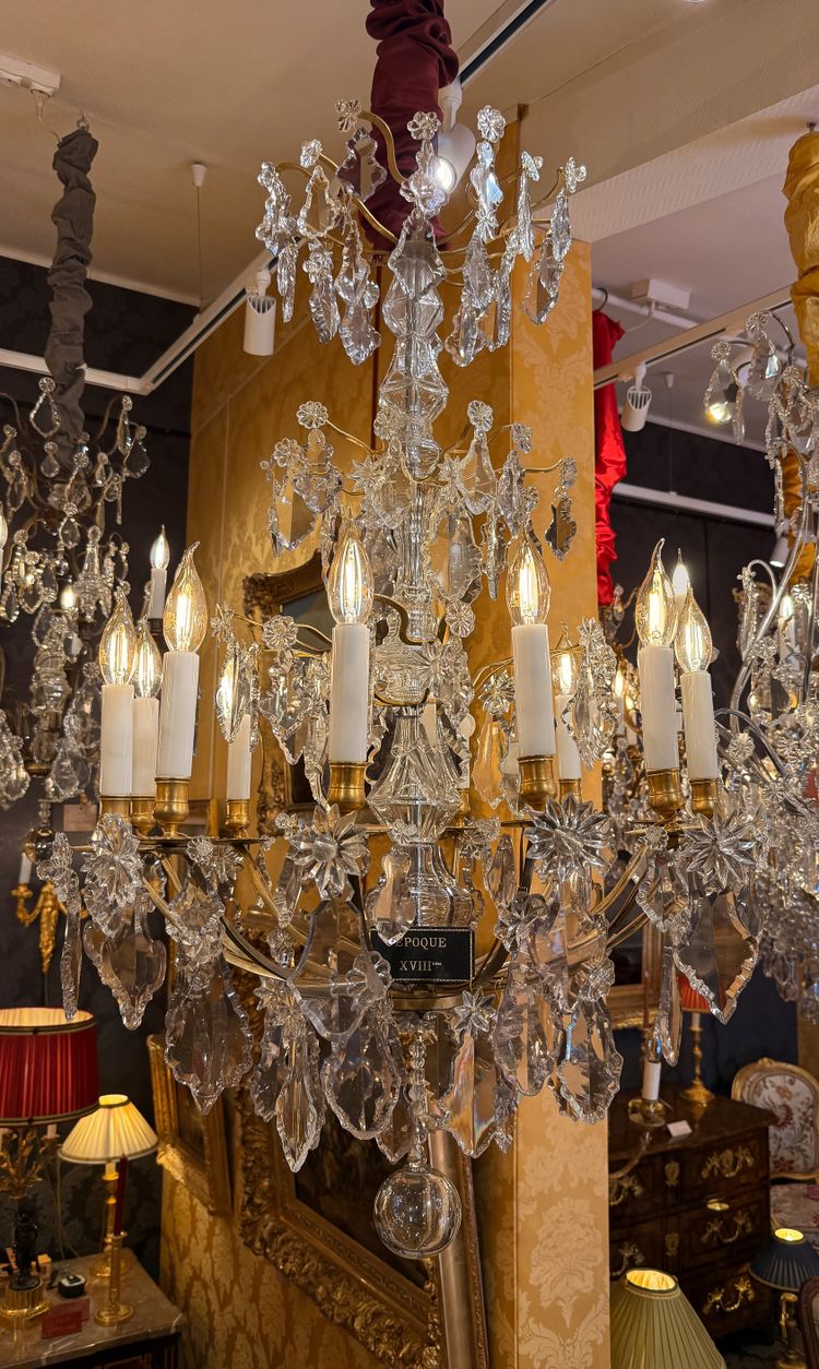 French 18th Century Stem-Shaped Gilt Bronze and Cut Crystal Chandelier Circa 1760-1770