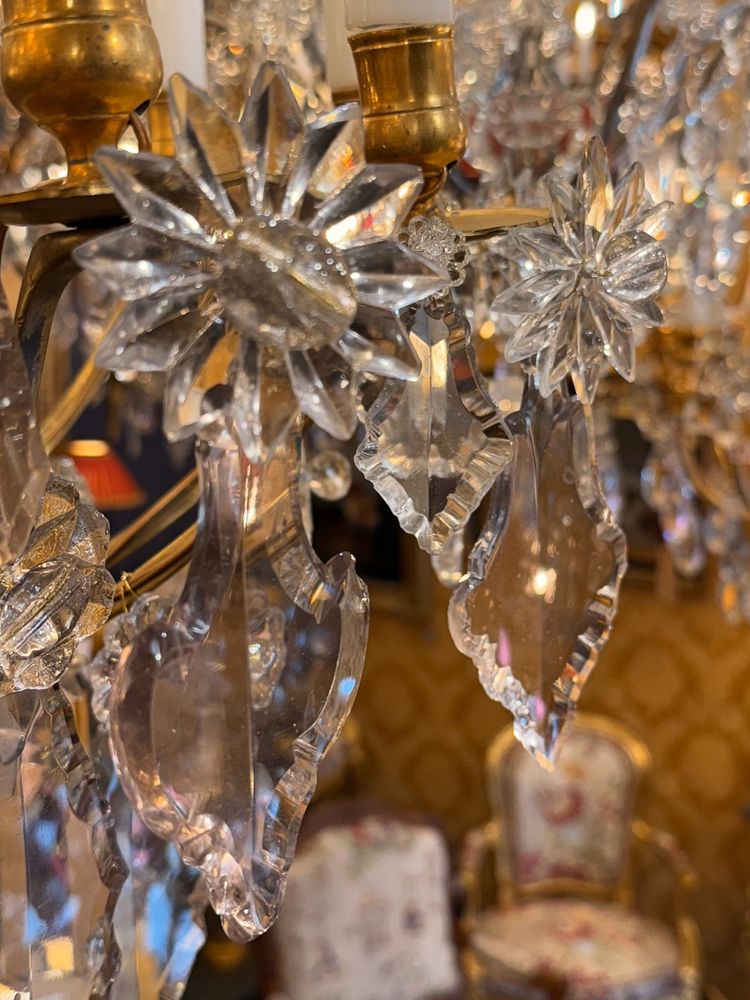 French 18th Century Stem-Shaped Gilt Bronze and Cut Crystal Chandelier Circa 1760-1770