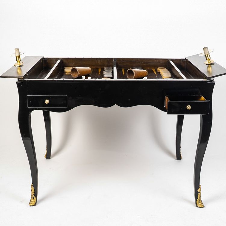 Games Table for Chess, Checkers, and Tric-Trac with Marquetry and Painting, Louis XV Period circa 17