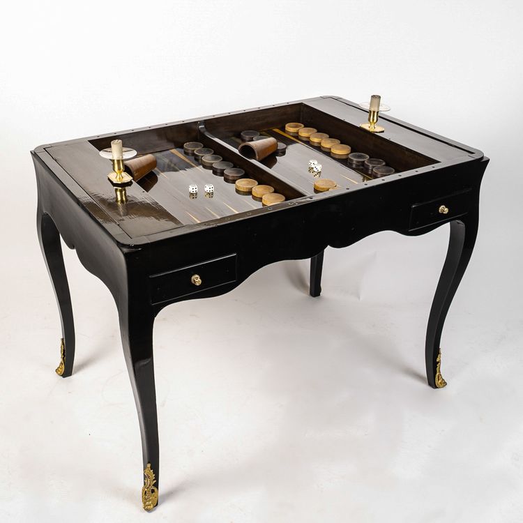 Games Table for Chess, Checkers, and Tric-Trac with Marquetry and Painting, Louis XV Period circa 17
