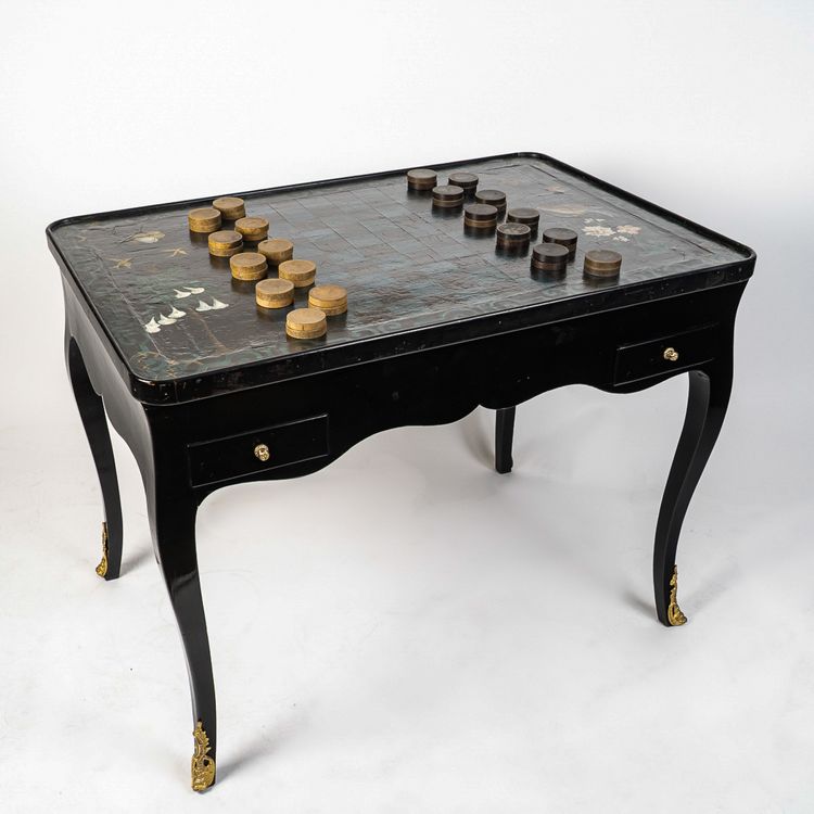 Games Table for Chess, Checkers, and Tric-Trac with Marquetry and Painting, Louis XV Period circa 17