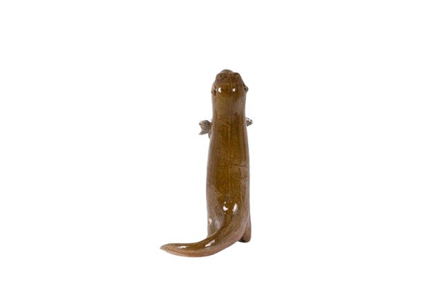 Valerie Courtet. Lontra che tiene in mano un pesce. Contemporaneo. Codice articolo: LS6420551A