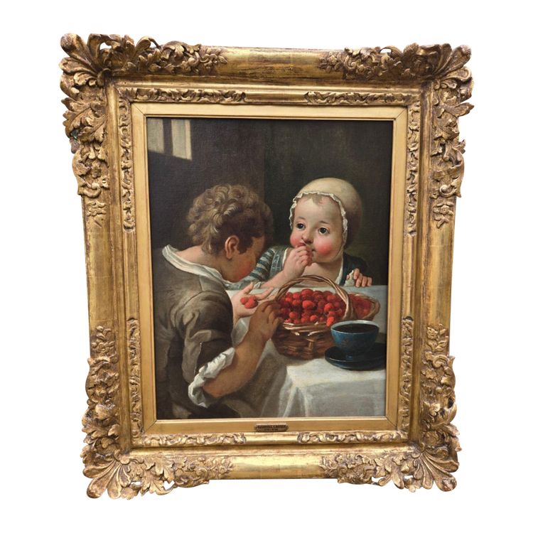 Enfants Goûtant Des Fraises – Attribué à Gaspard Gresly (1712–1756)