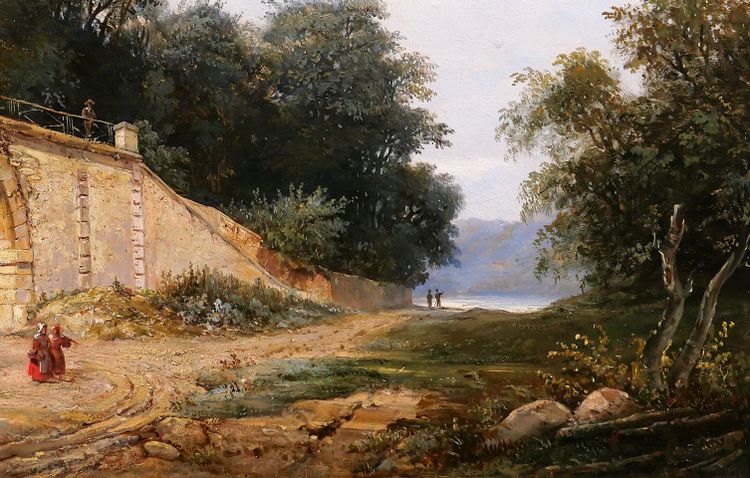 Christian BRUNE 1793-1849 Landschaft mit einer Brücke, Gemälde um 1820-30 Romantik Bertin