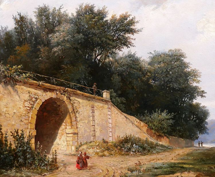 Christian BRUNE 1793-1849 Landschaft mit einer Brücke, Gemälde um 1820-30 Romantik Bertin