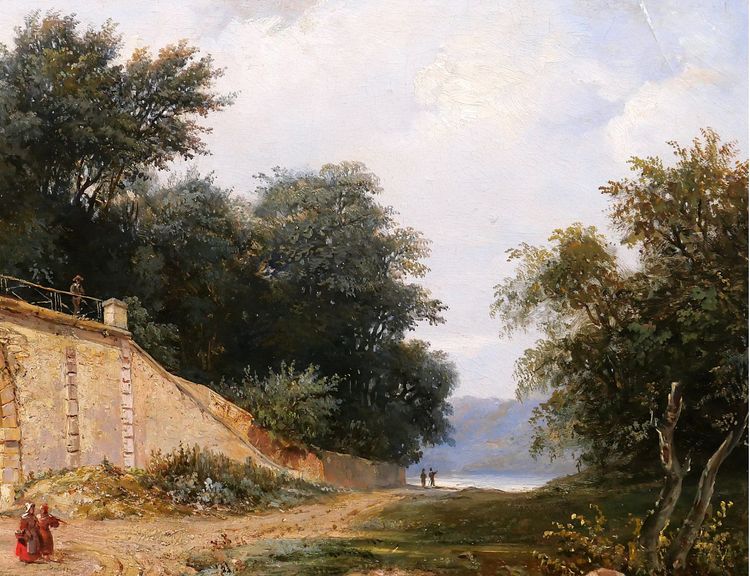 Christian BRUNE 1793-1849 Landschaft mit einer Brücke, Gemälde um 1820-30 Romantik Bertin