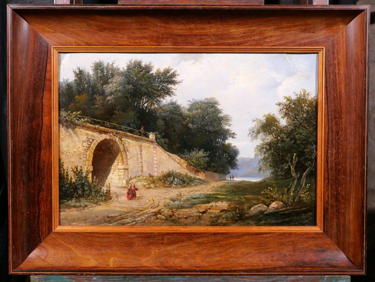 Christian BRUNE 1793-1849 Landschaft mit einer Brücke, Gemälde um 1820-30 Romantik Bertin
