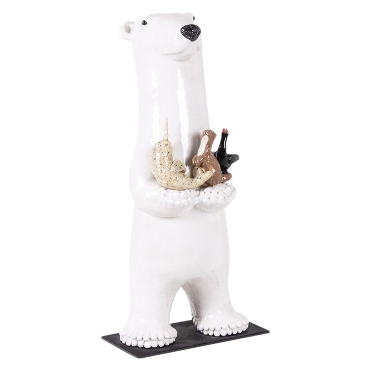 Valérie Courtet. Bear presenting 3 animals. Contemporary. LS64211605M