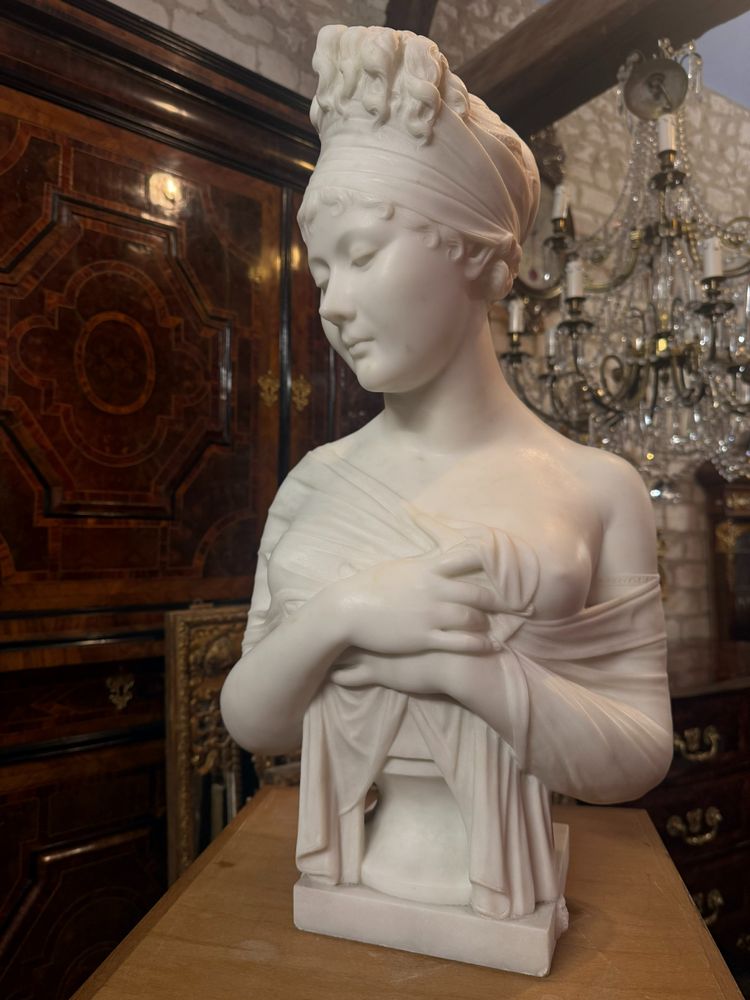 BUSTO IN MARMO MADAME RECAMIER FIRMATO PUGI