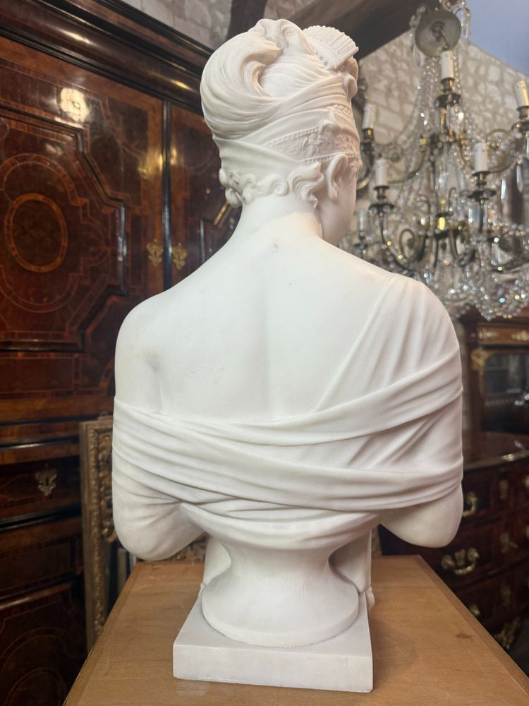 BUSTO IN MARMO MADAME RECAMIER FIRMATO PUGI