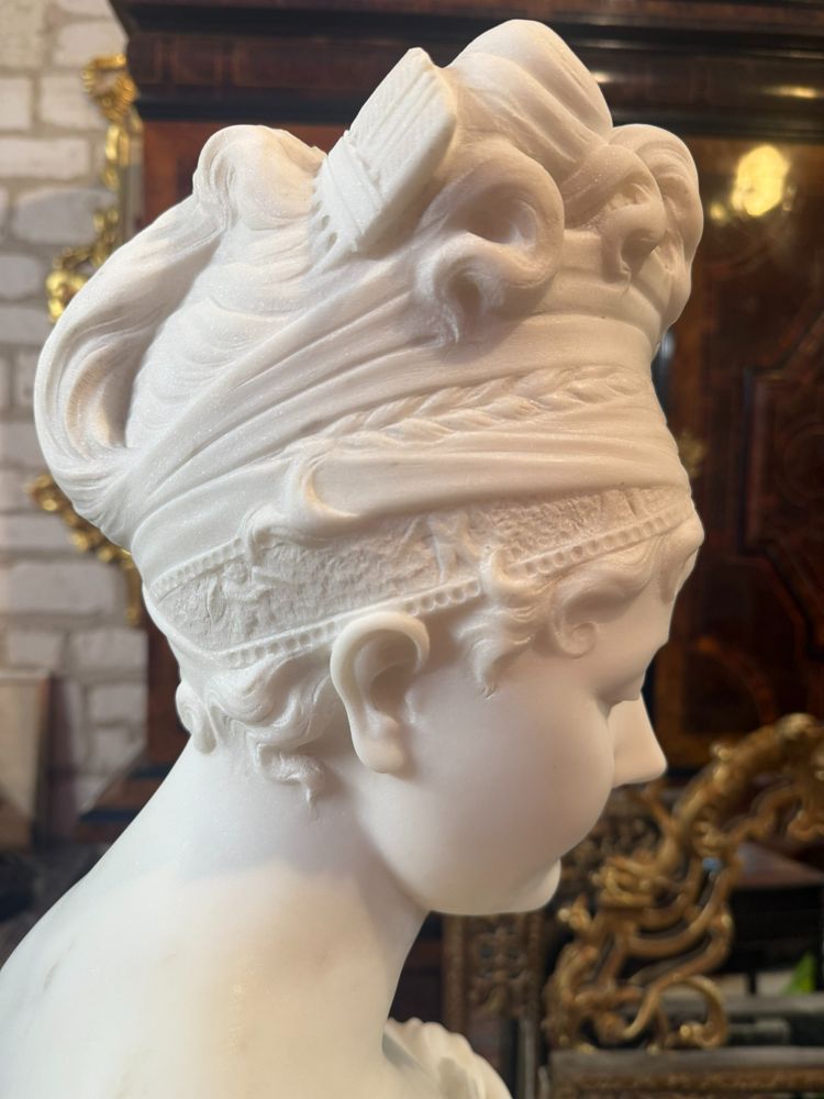 BUSTO IN MARMO MADAME RECAMIER FIRMATO PUGI