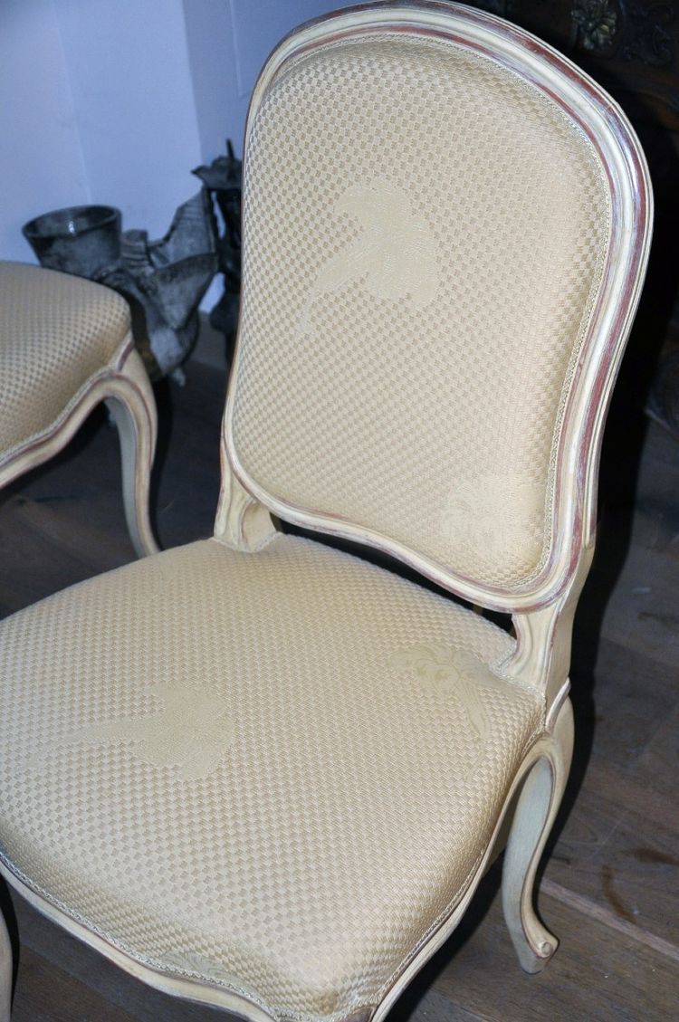 Set of four Louis XV style re-encased beech chairs, late 19th century