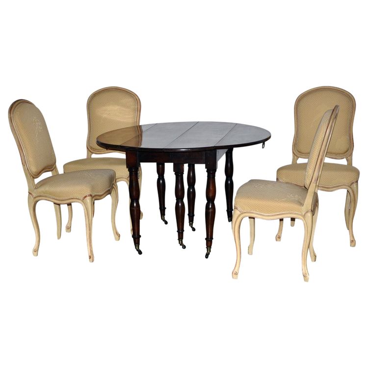 Set of four Louis XV style re-encased beech chairs, late 19th century