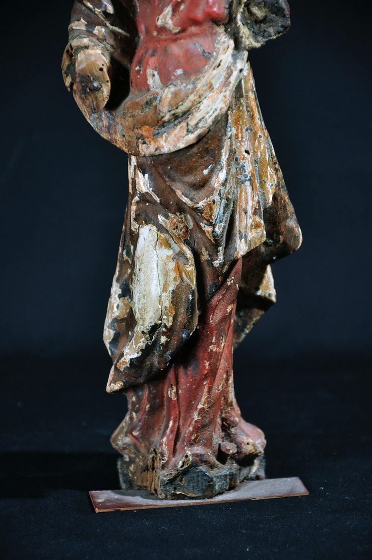 Sculpture en bois polychrome représentant la Vierge XVIIe siècle