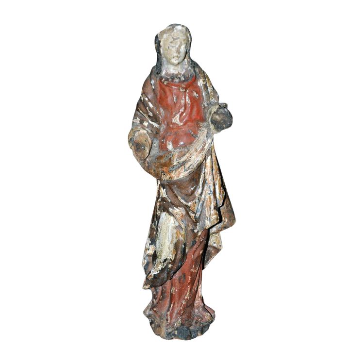 Sculpture en bois polychrome représentant la Vierge XVIIe siècle