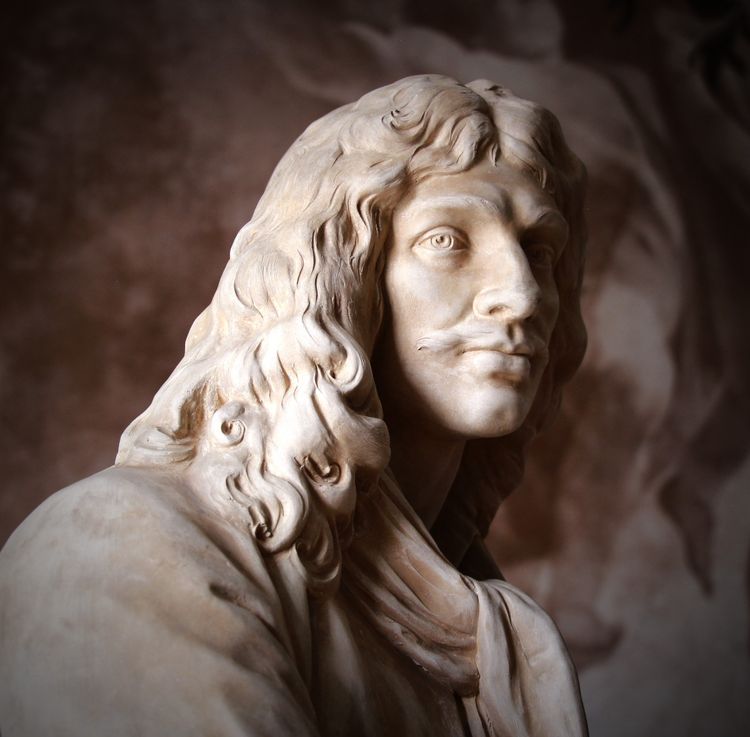 Sculpture Buste en terre cuite de Sèvres de Molière d'après Jean Antoine Houdon