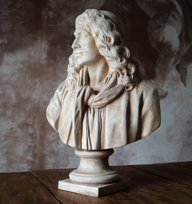 Sculpture Buste en terre cuite de Sèvres de Molière d'après Jean Antoine Houdon