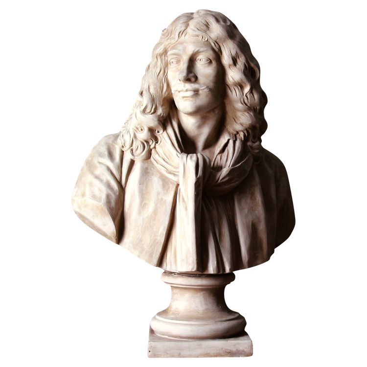 Sculpture Buste en terre cuite de Sèvres de Molière d'après Jean Antoine Houdon