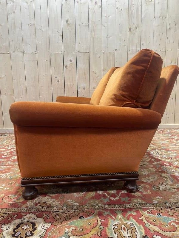 Orange velvet catering sofa