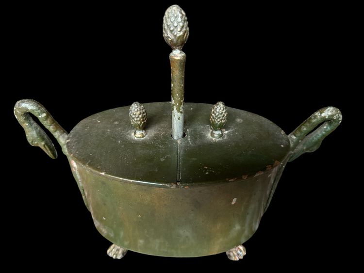 Green sheet metal egg dish / egg box, Empire / Restoration period
