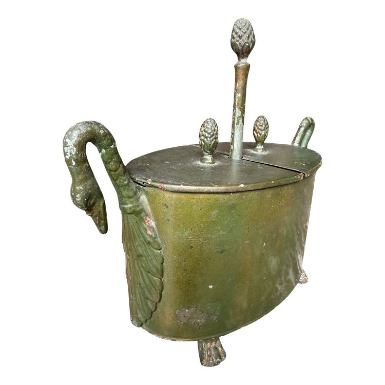Green sheet metal egg dish / egg box, Empire / Restoration period