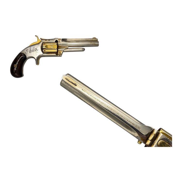 RIVOLVER SMITH & WESSON n. 1 1/2§th issue, placcato in nichel e oro, Stati Uniti tra il 1868 e il 1875