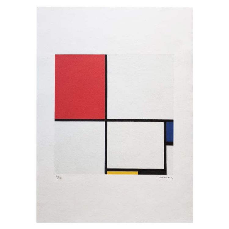 1970 Gorgeous "After" Piet Mondrian "Composition No. III" Lithographie à édition limitée