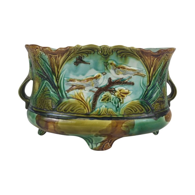 Planter in barbotine - Faïencerie de Nimy 19th century