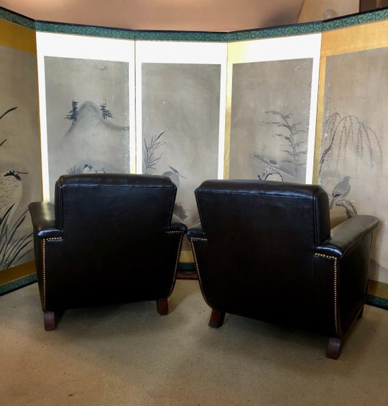Paire De Fauteuils Club, XXe Siècle
