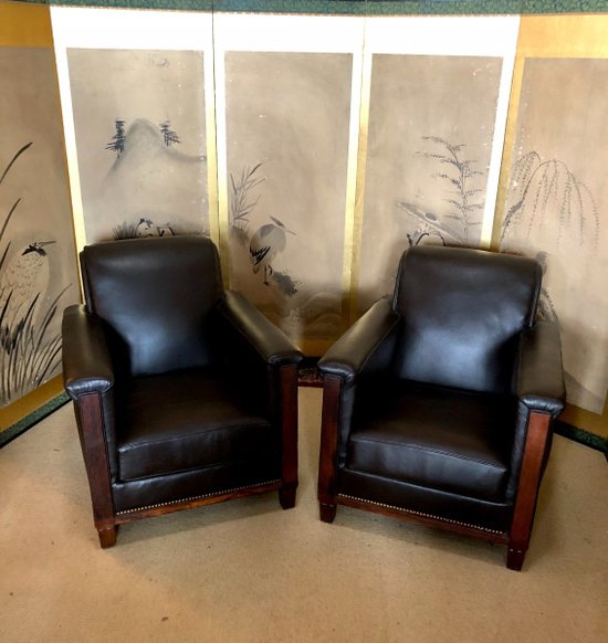 Paire De Fauteuils Club, XXe Siècle