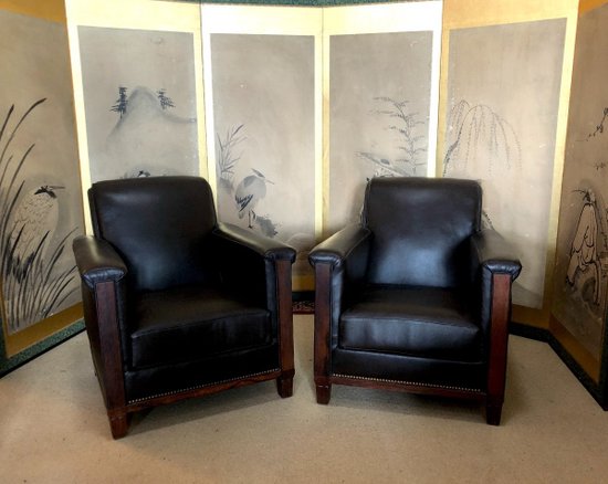 Paire De Fauteuils Club, XXe Siècle