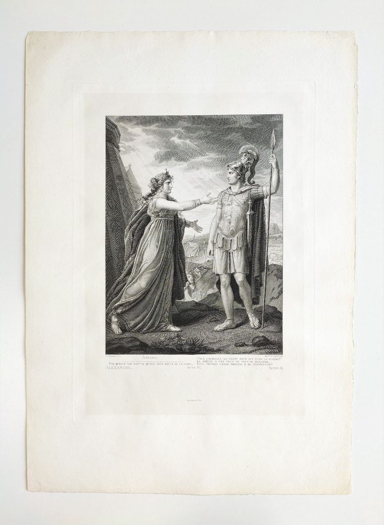 Ariane Et Alexandre  Gravure Ancienne Néo-classique 19ème d'Après François Gérard