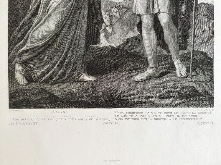 Ariane Et Alexandre  Gravure Ancienne Néo-classique 19ème d'Après François Gérard