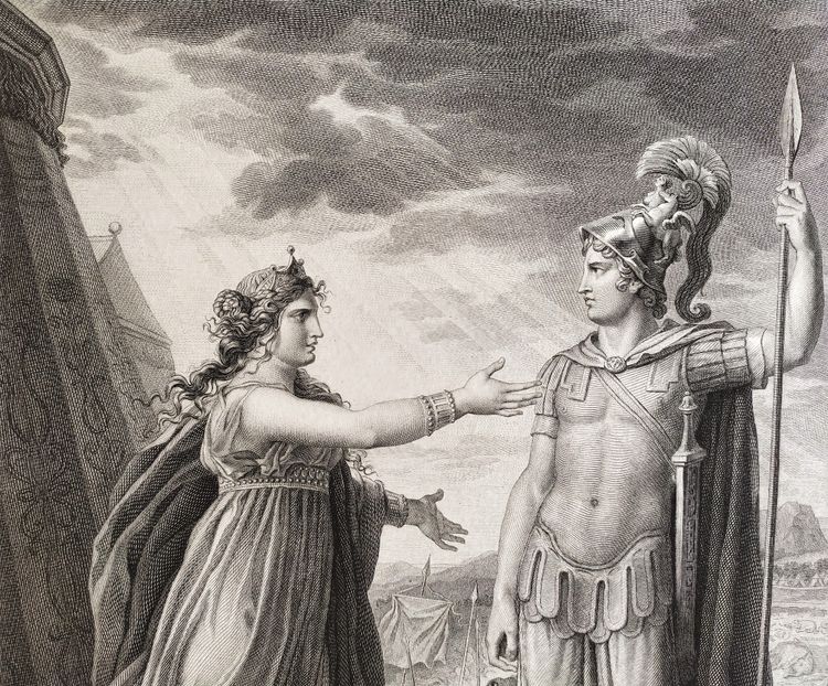 Ariane Et Alexandre  Gravure Ancienne Néo-classique 19ème d'Après François Gérard