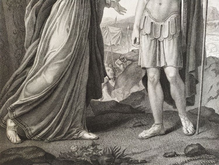 Ariane Et Alexandre  Gravure Ancienne Néo-classique 19ème d'Après François Gérard