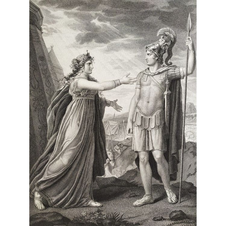 Ariane Et Alexandre  Gravure Ancienne Néo-classique 19ème d'Après François Gérard