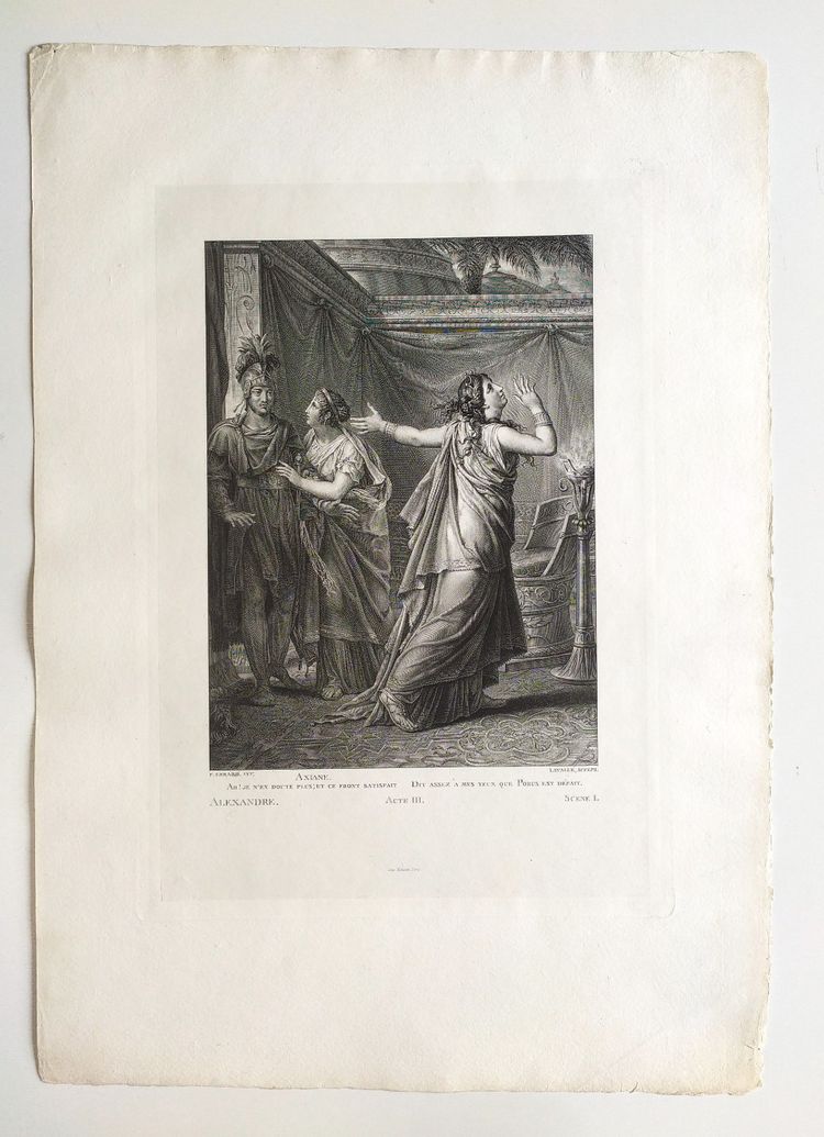 Etching Antique Neoclassical Engraving Ariadne And Alexander After Gérard 19th C Old Print
