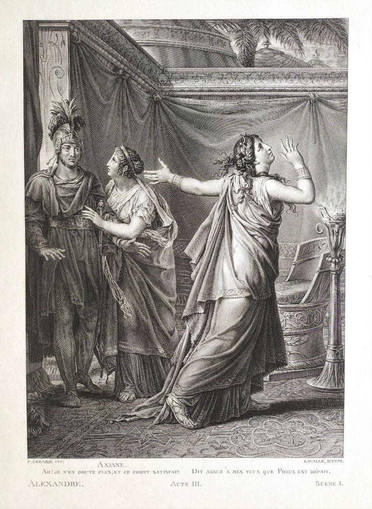 Etching Antique Neoclassical Engraving Ariadne And Alexander After Gérard 19th C Old Print