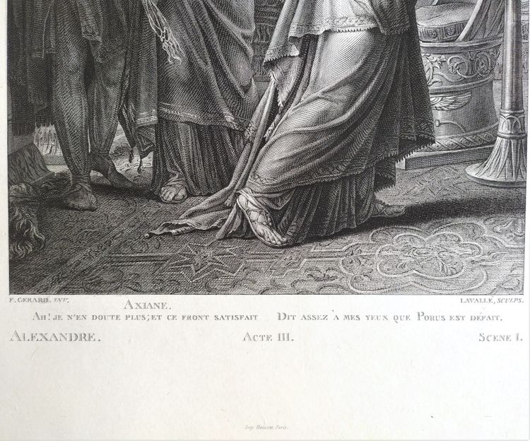 Etching Antique Neoclassical Engraving Ariadne And Alexander After Gérard 19th C Old Print
