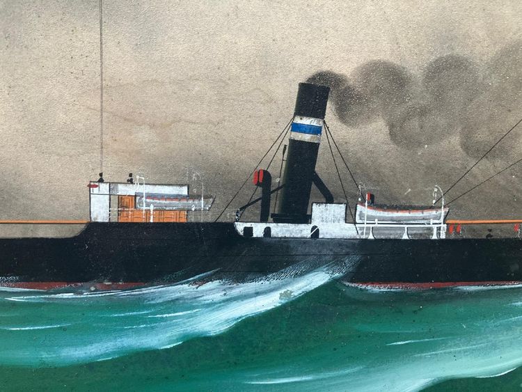 Nave a vapore Ss Clematis Vapeur Transatlantique Gouache