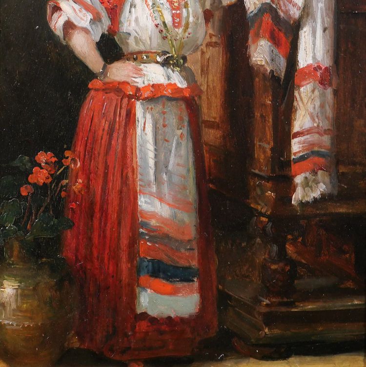 Félix-Joseph BARRIAS 1822-1907 Femme italienne dans son intérieur, tableau, 1886, romantisme