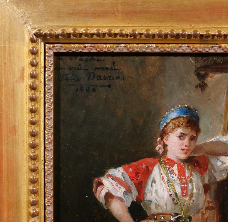 Félix-Joseph BARRIAS 1822-1907 Femme italienne dans son intérieur, tableau, 1886, romantisme
