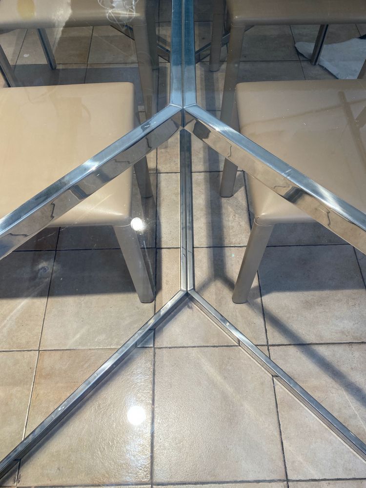 Gallotti & Radice Table rectangulaire en verre et acier chromé
