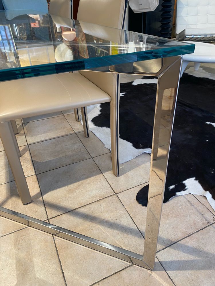 Gallotti & Radice Table rectangulaire en verre et acier chromé
