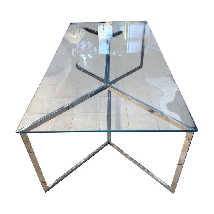 Gallotti & Radice Table rectangulaire en verre et acier chromé