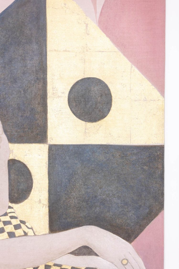 Painted canvas depicting an elegant 1950s-style woman. Contemporary.  LS6438A678P