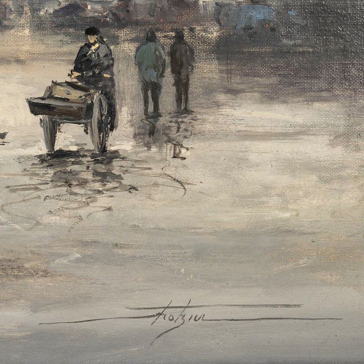 Jean Bernard Trotzier Vue animée de l’Opéra Garnier huile sur toile XXème siècle