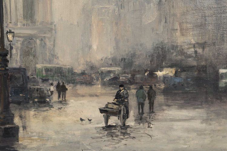 Jean Bernard Trotzier Vue animée de l’Opéra Garnier huile sur toile XXème siècle