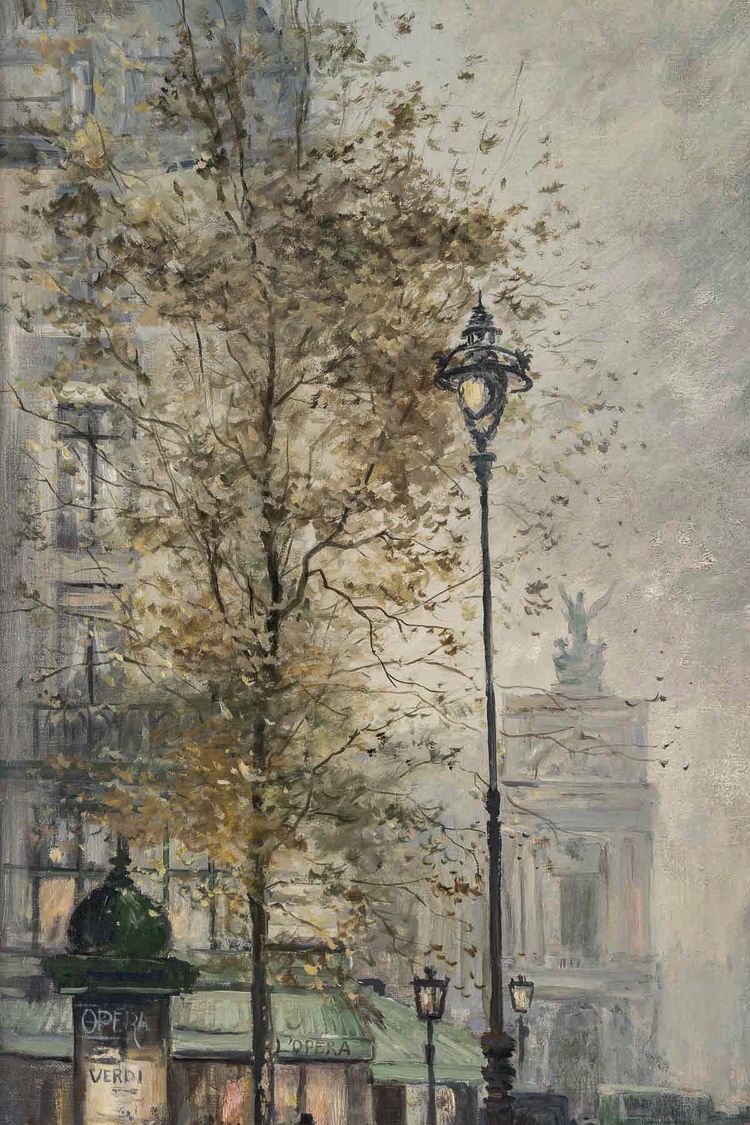 Jean Bernard Trotzier Vue animée de l’Opéra Garnier huile sur toile XXème siècle